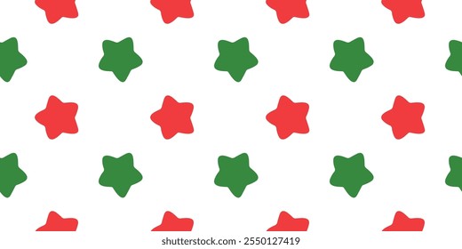 Christmas and Happy New Year trend background. Seamless  pattern with red and green stars. Texture for print, textile, fabric, packaging. Perfect for holiday cards, wrapping paper