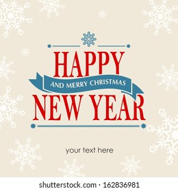 Christmas and Happy New Year vector card