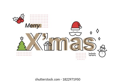 Diseño vectorial de Navidad y Año Nuevo Feliz, iconos de línea delgada de Navidad, sitio web y banner de aplicación