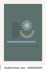 Christmas and Happy New Year Vector composition. Boho wall decor. Mid century modern minimalist art print. Organic natural shape.
