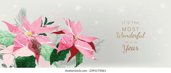 Christmas and Happy New Year. Vector illustrations for background, greeting card, Happy Holidays, season's greeting