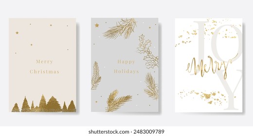 Christmas and Happy New Year. Vector illustrations for background, greeting card, Happy Holidays, season's greeting