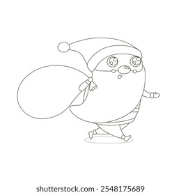 Christmas and Happy New Year vector illustration. Cute Santa Claus and Christmas tree. Coloring page