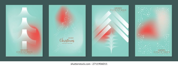 Weihnachten und Frohes neues Jahr Vektorgrafik mit sanften Farbverlauf, festlichen Ornamenten, Bäumen und Ferienelementen - elegantes Design für Karten, Poster und Drucke.