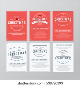 Christmas and Happy New year. Vector Set of Greeting cards 

