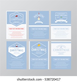 Christmas and Happy New year. Vector Set of Greeting cards 