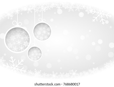 Christmas or happy new year white vector background with snowflake and snowball