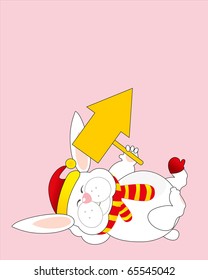christmas hare lies and keeps pointer