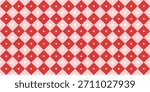 Christmas harlequin rhombus seamless pattern with sparkling star. Xmas red and pin wrapping texture background. Valentine and Birthday print. Diamond shaped preppy wallpaper. Vector illustration