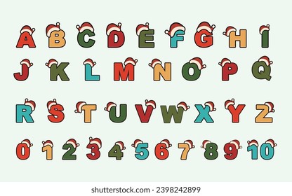 Christmas hat alphabet letters and number