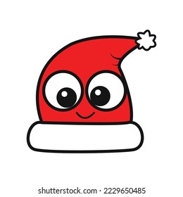 Christmas hat cartoon character. Santa hat. Vector art