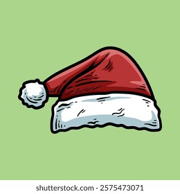 Christmas hat cartoon colored isolated drawing line art style sketch classic vintage design illustration