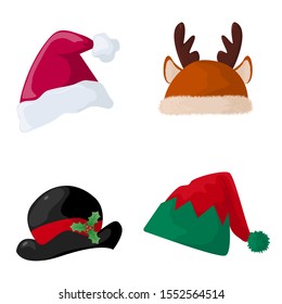 Christmas hat collection. Vector christmas set