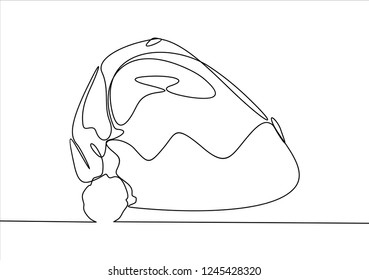 Christmas hat. Continuous line