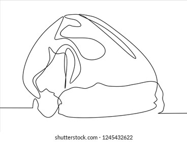 Christmas hat. Continuous line