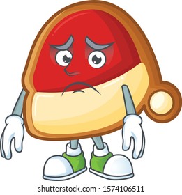 Christmas hat cookies Cartoon character showing afraid look face