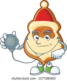 Christmas hat cookies cartoon mascot style in a Doctor costume with tools