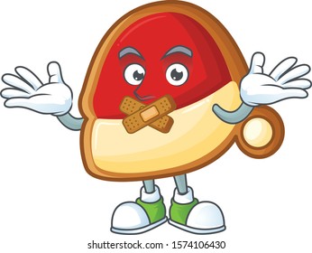 Christmas hat cookies mascot cartoon character style making silent gesture