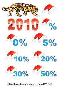 Christmas hat, discounts, tiger