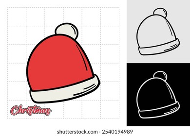 Christmas hat doodle cartoon decorative element design. Vector illustration