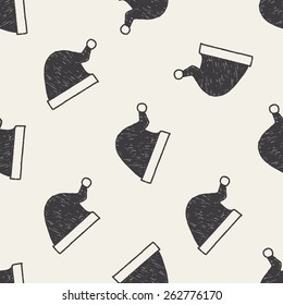 Christmas hat doodle drawing seamless pattern background