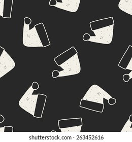 Christmas hat doodle drawing seamless pattern background
