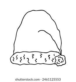 Christmas hat doodle Hand drawn winter accessories Single design element for card, print, design, decor 