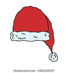 Navidades sombrero doodle Accesorios de invierno dibujados a mano Elemento de diseño único para tarjeta, impresión, diseño, decoración 