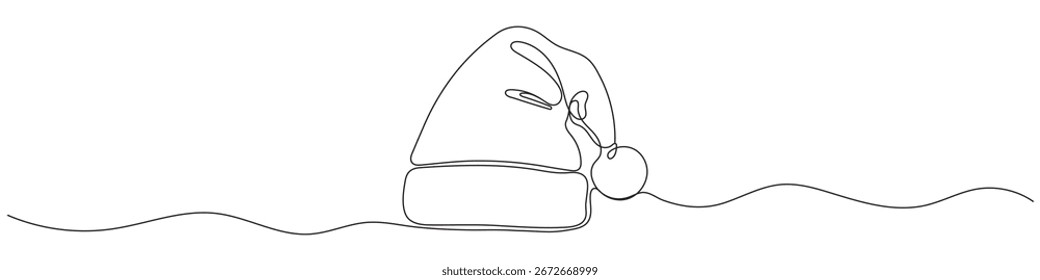 Sombrero de Navidades, editable una línea dibujando sobre fondo blanco. Ilustración vectorial