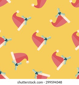 Christmas hat flat icon, eps10 seamless pattern background