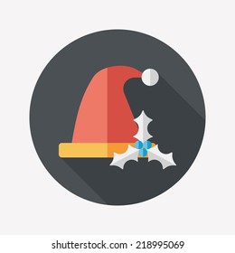 Christmas hat flat icon with long shadow,eps10