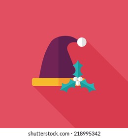 Christmas hat flat icon with long shadow,eps10