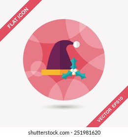 Christmas hat flat icon with long shadow,eps10