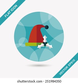 Christmas hat flat icon with long shadow,eps10