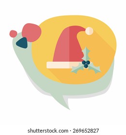 Christmas hat flat icon with long shadow,eps10