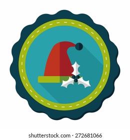 Christmas hat flat icon with long shadow,eps10