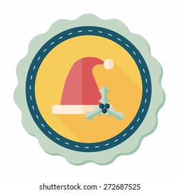 Christmas hat flat icon with long shadow,eps10