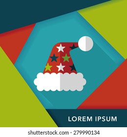 Christmas hat flat icon with long shadow, eps10