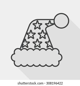 Christmas hat flat icon with long shadow, eps10, line icon
