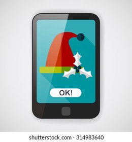 Christmas hat flat icon with long shadow,eps10