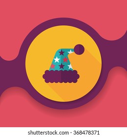 Christmas hat flat icon with long shadow, eps10
