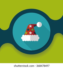 Christmas hat flat icon with long shadow, eps10