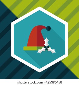 christmas hat flat icon with long shadow, eps10