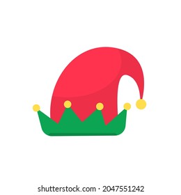 Christmas hat. Green elf hat to decorate your head at Christmas parties.