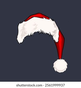 Christmas hat, hand drawn illustration.
Vector, hand drawn, christmas, santa claus hat, transparent background, red and white hat, new year, holiday.