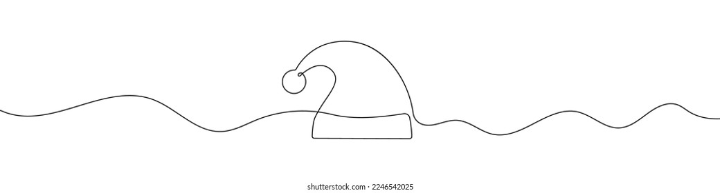 Christmas hat icon in continuous line drawing style. Line art of santa hat icon. Vector illustration. Abstract background