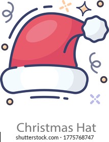 Christmas hat icon design, santa cap in editable flat style 