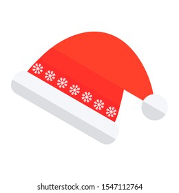Christmas hat icon. Flat design vector illustration.