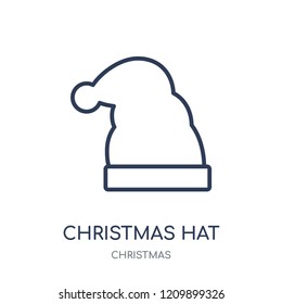 Christmas hat icon. Christmas hat linear symbol design from Christmas collection. Simple outline element vector illustration on white background.