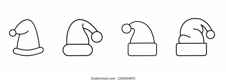Christmas hat icon. Santa hat icon set. Stock vector.